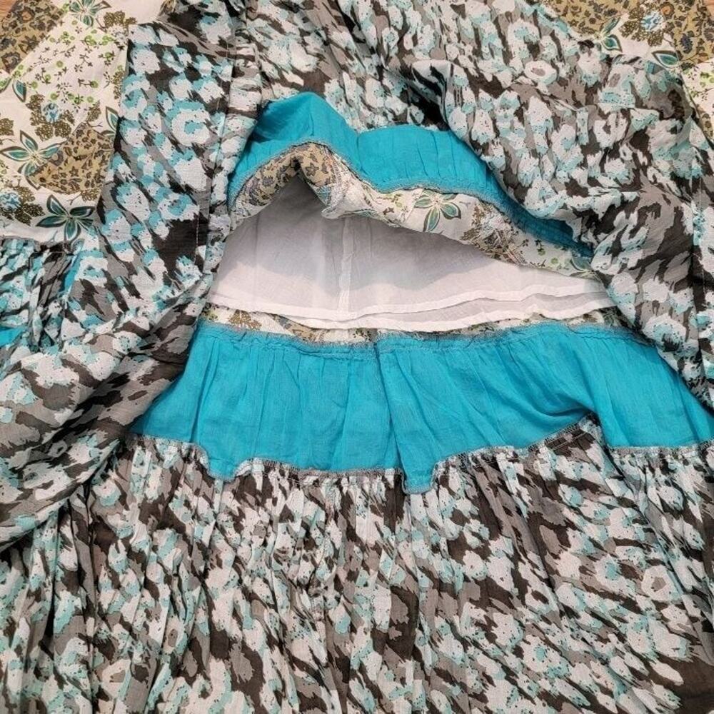 NWT Anthropologie Maxi Skirt XL Boho Raga Floral Turquoise Brown - Picture 8 of 13